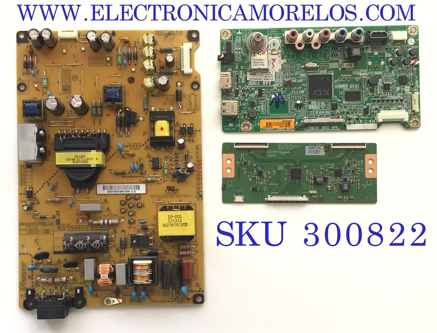 KIT DE TARJETAS PARA TV LG / NUMERO DE PARTE MAIN EBT62359781 / EAX65049105 / NUMERO DE PARTE FUENTE EAY62810801 / EAX64905500 / 62810801 / T-CON 6871L-3152B / 6870C-0444A / 3152B / PANEL LC470DUE (SF)(R1) / MODELO 47LN5400-UA / 47LN5400-UA.BUSYLHR